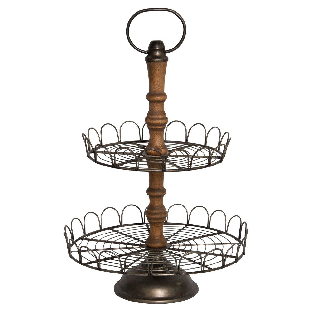 Creative Design 21" Brown and Black Two Tiered Wired Serving Tray